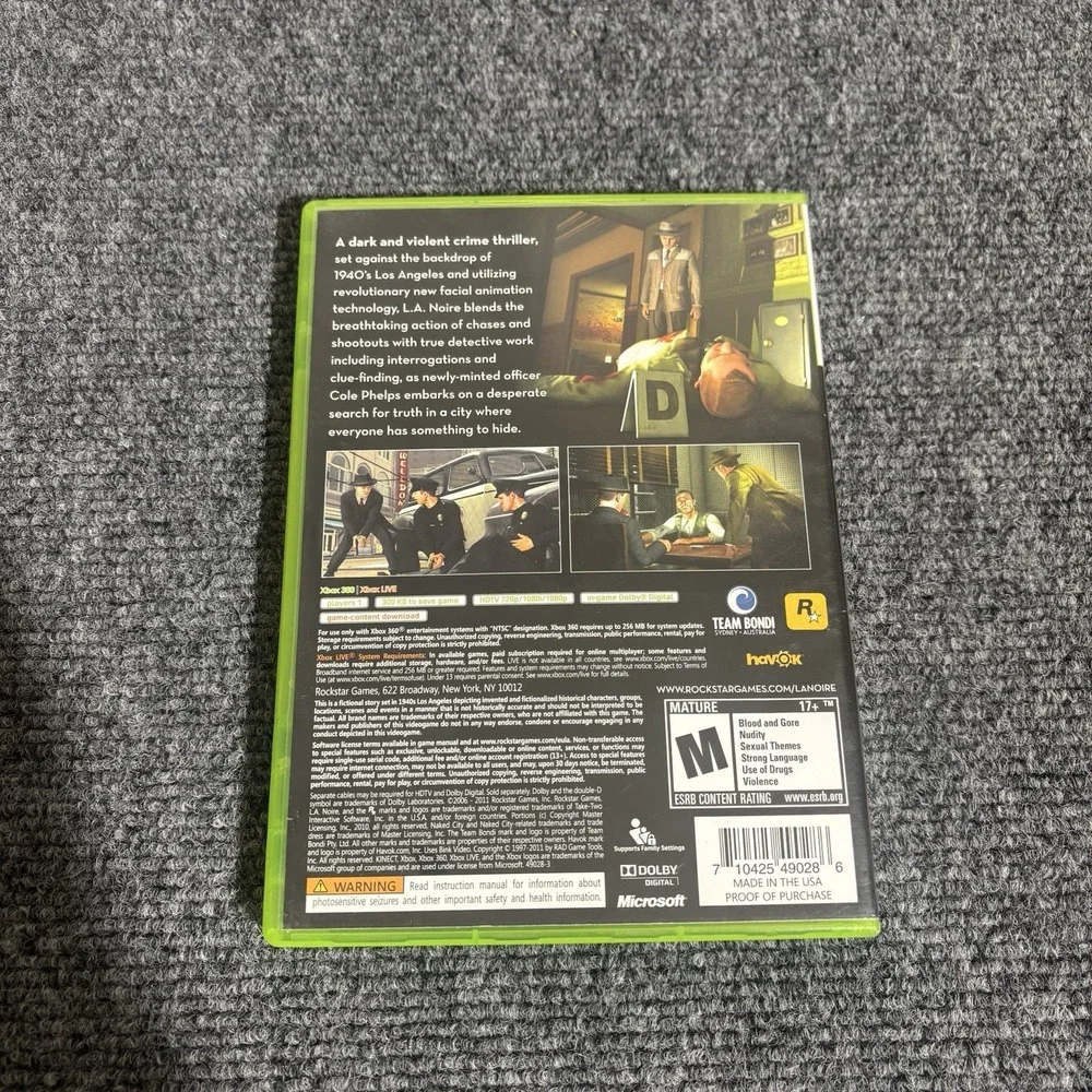 L.A. Noire - Microsoft Xbox 360 - All 3 discs Complete CIB